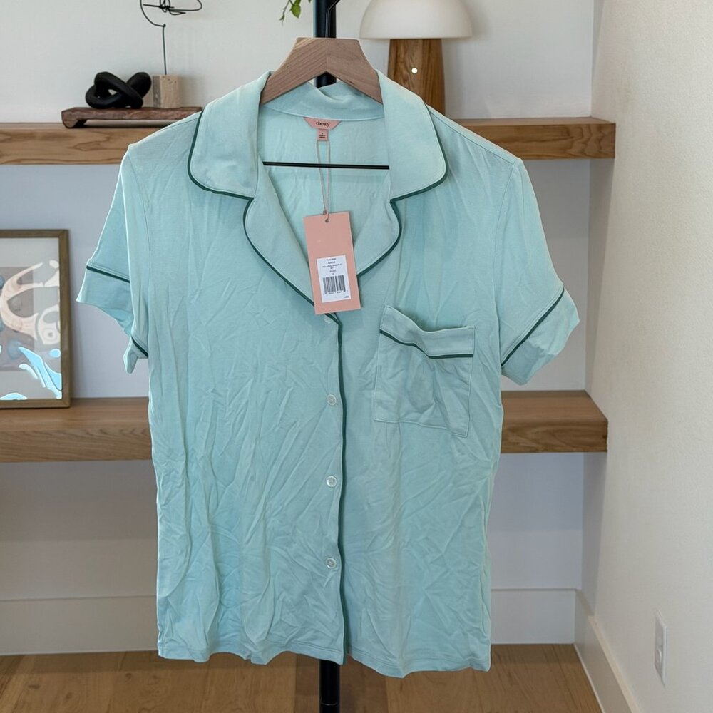 NWT Eberjey GISELE Relaxed Short PJ Set in - Surf Spray/Agave - S